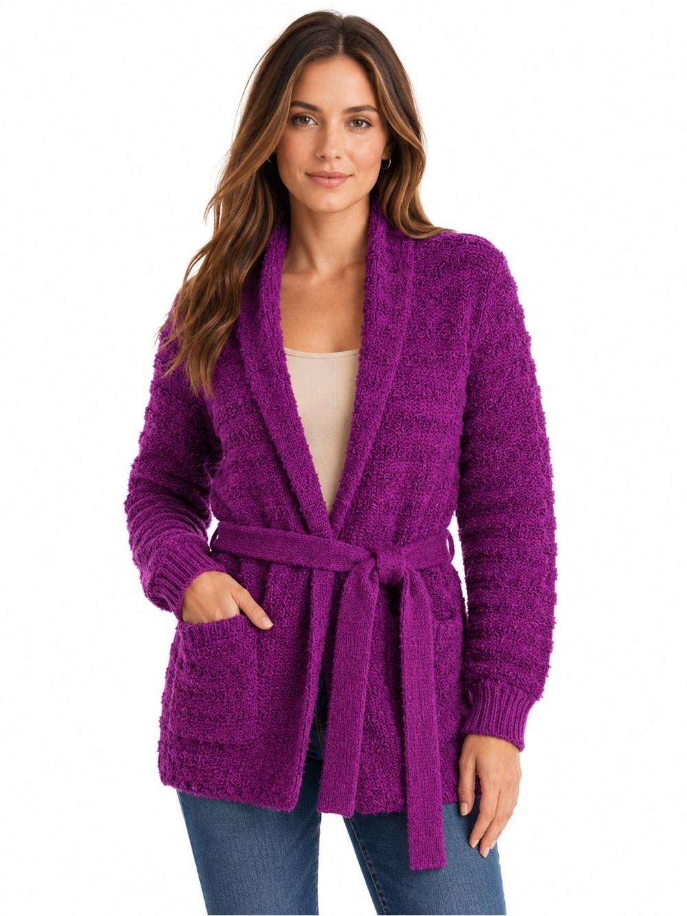 Vintage 1960s Mohair Sweater Bullock's Magenta Purple Shaggy Fuzzy Deep Pile M